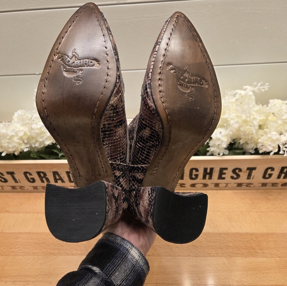 Freebird By Steven Joey Leather Ankle Boots Brown Snake Embossed Womens Sz 9 NEW - Picture 8 of 9